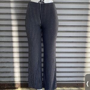 Chic Black and Gray Striped Trousers